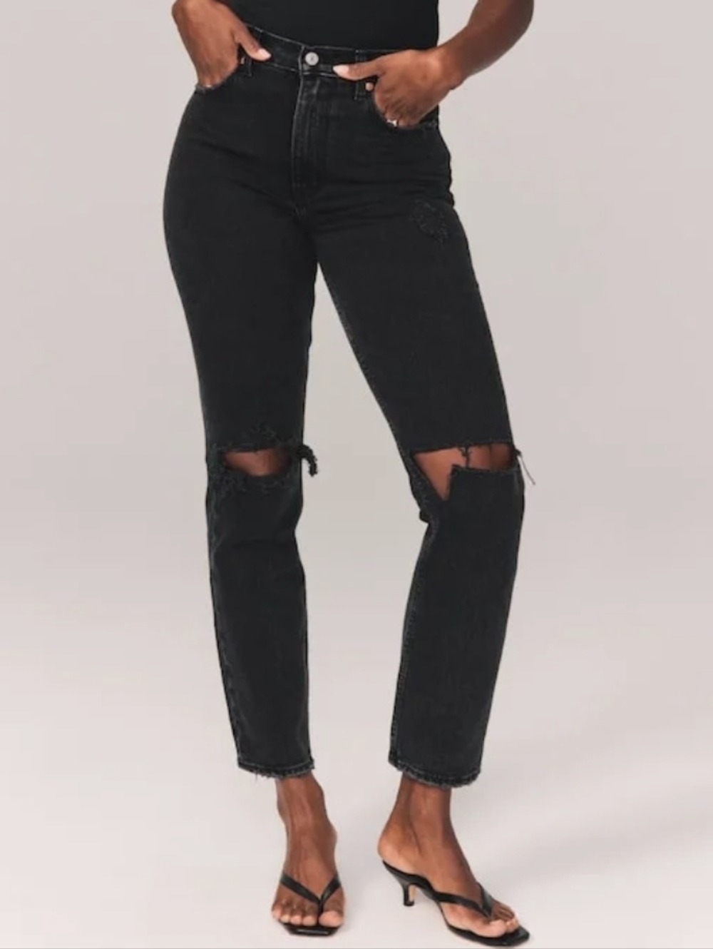 Abercrombie & Fitch Black 90s Straight Ultra High Rise Curve Love Size 8